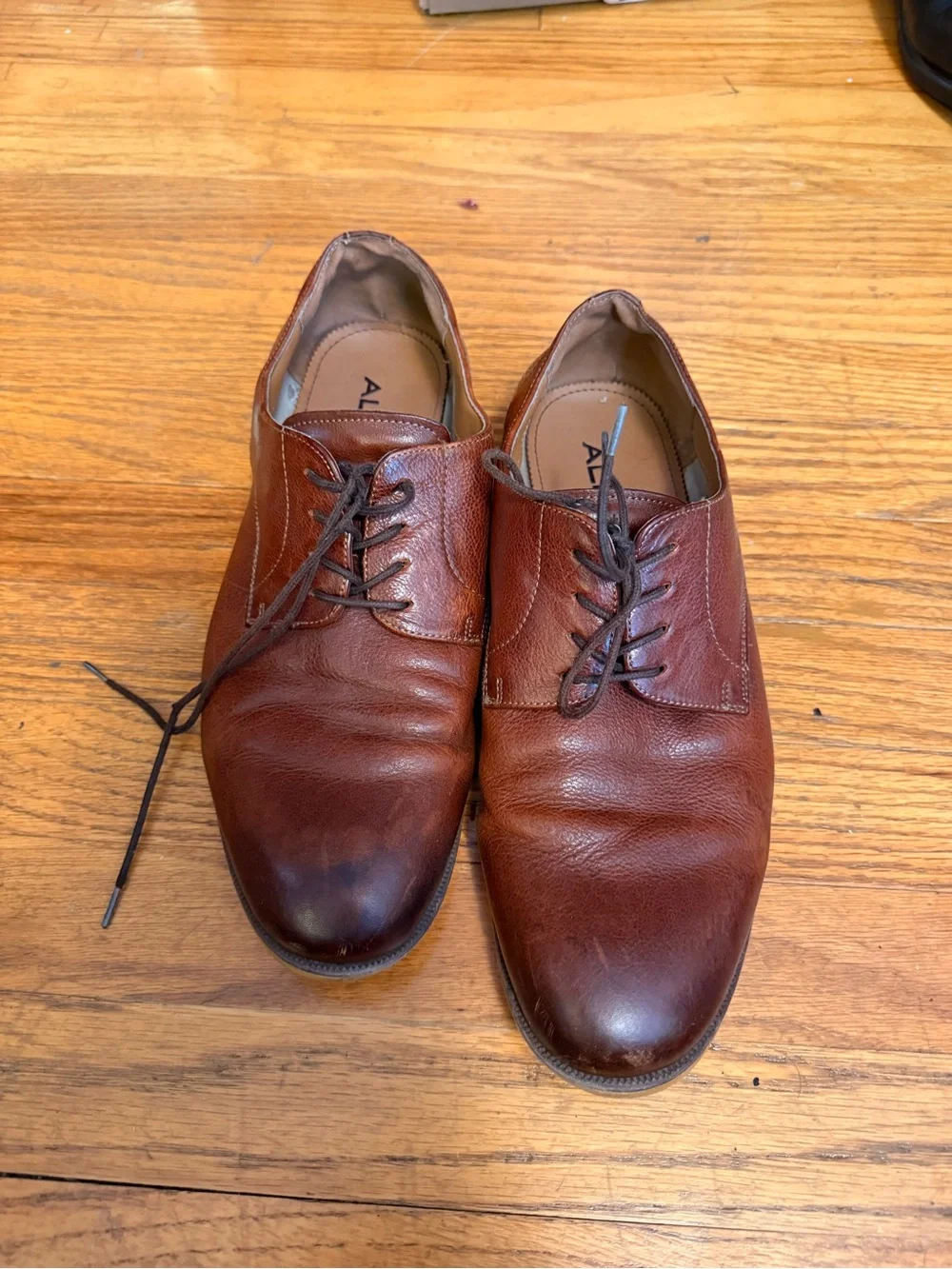 Aldo Men's Chestnut Brown Leather Lace-Up Oxfords